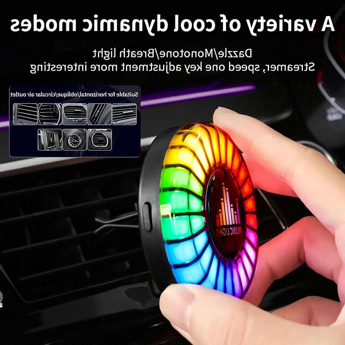 Autoluchtverfrisser - Auto Aromatherapie - Frisse Auto - Met Ritme Verlichting - Diameter 6 cm - Multicolor