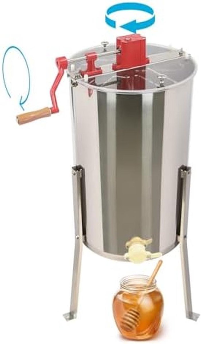 Honing Extractor - Honing Spinner - Honing Oogsten - Handmatige Bediening - 3 Frames - Zilverkleurig — afbeelding 2