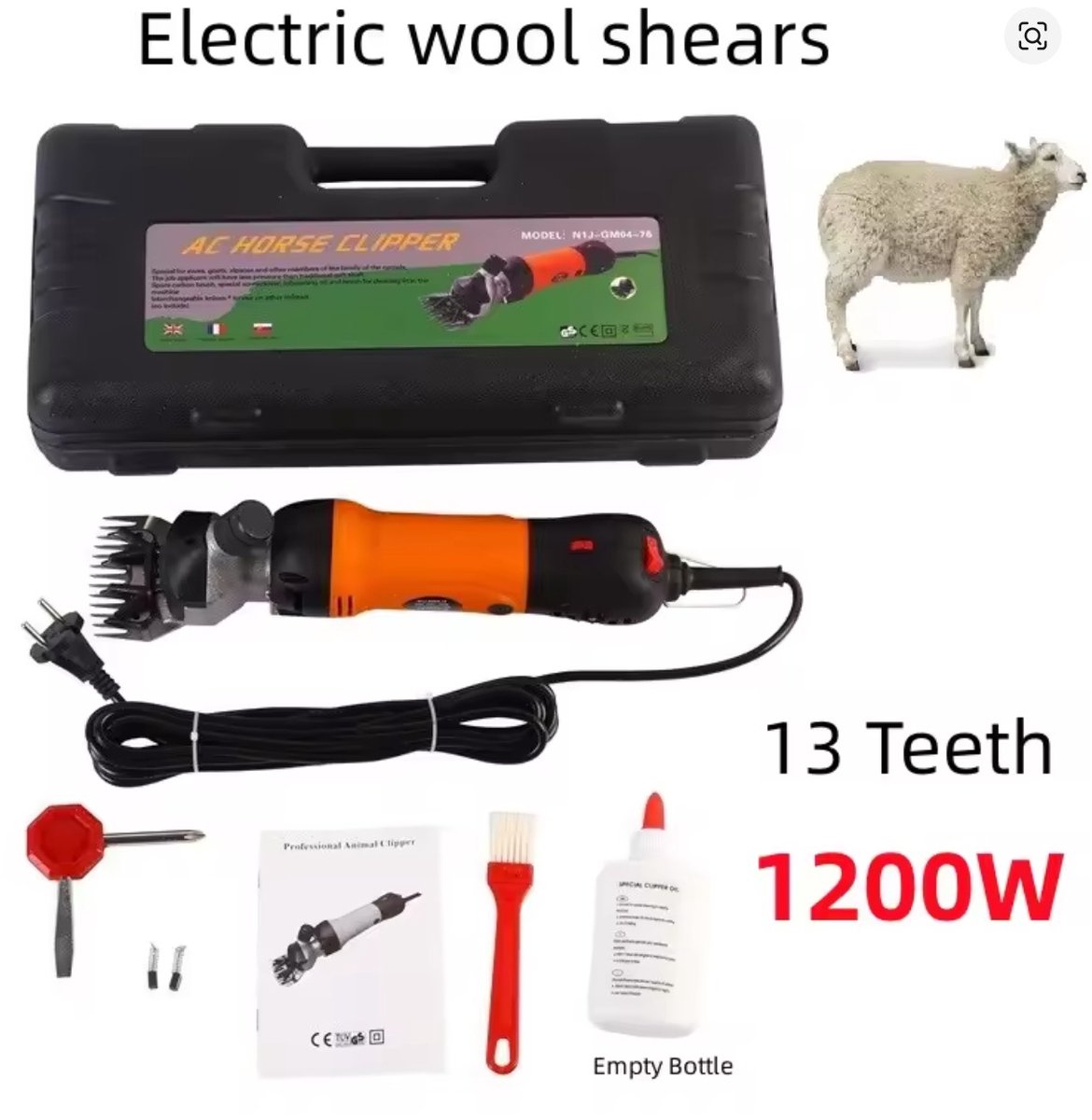 LeeuwenChoice® Elektrische Schaapschaar Tondeuse - 1200W - 6 Snelheden - 13 Tanden - Voor Schapen, Geiten & Alpaca’s
