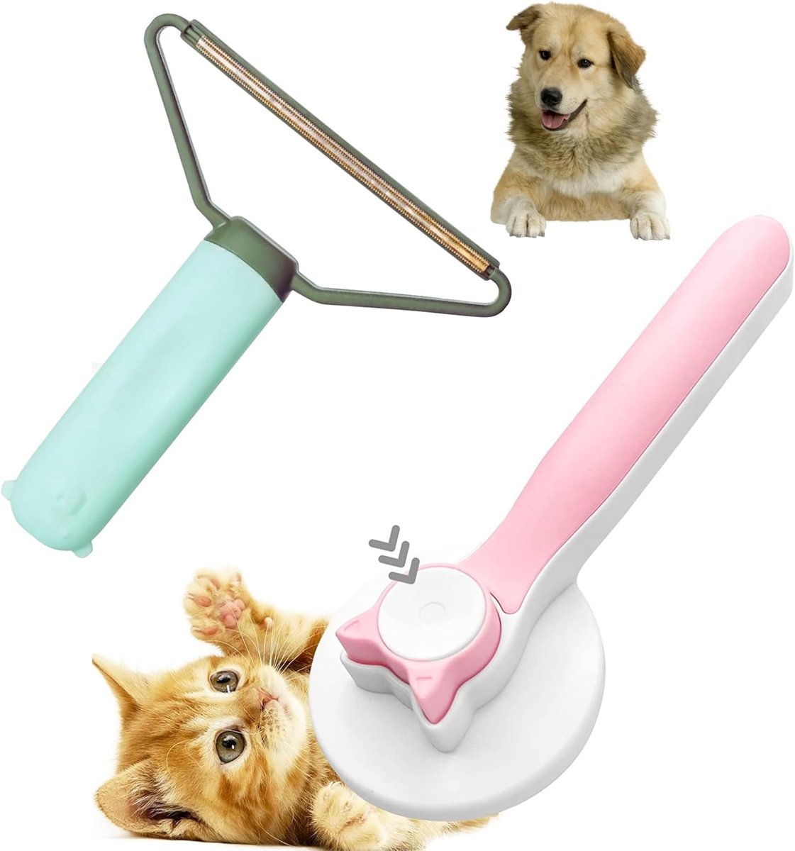 Dierenhaar Verwijderaar - Pluisroller Kleding - Vacht Verzorgen - Reiniging Met Eén Klik - 1 Stuk - Roze Groen