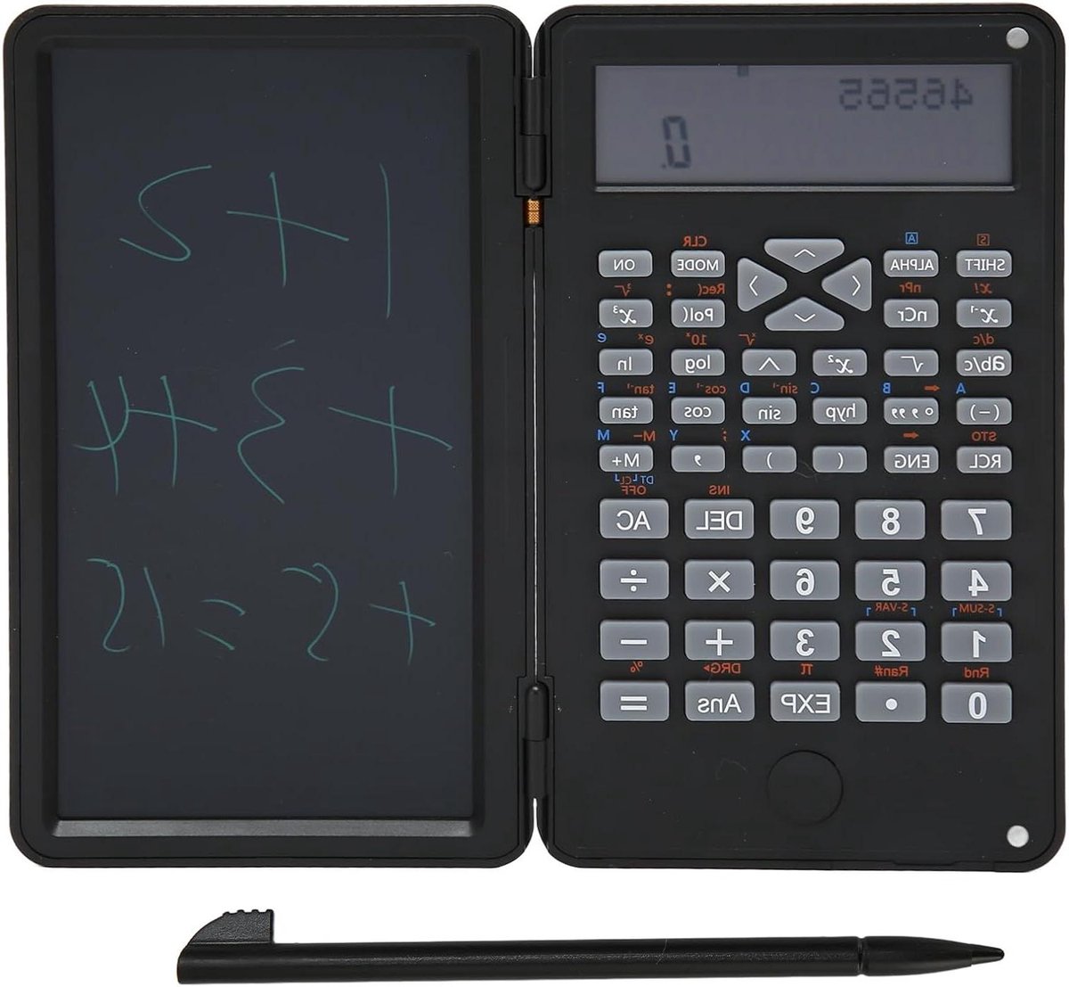 Rekenmachine met Kladblok - Zakrekenmachine Notitiecalculator - Efficiënt Werken - Uitwisbaar LCD Scherm - 6 inch - Zwart