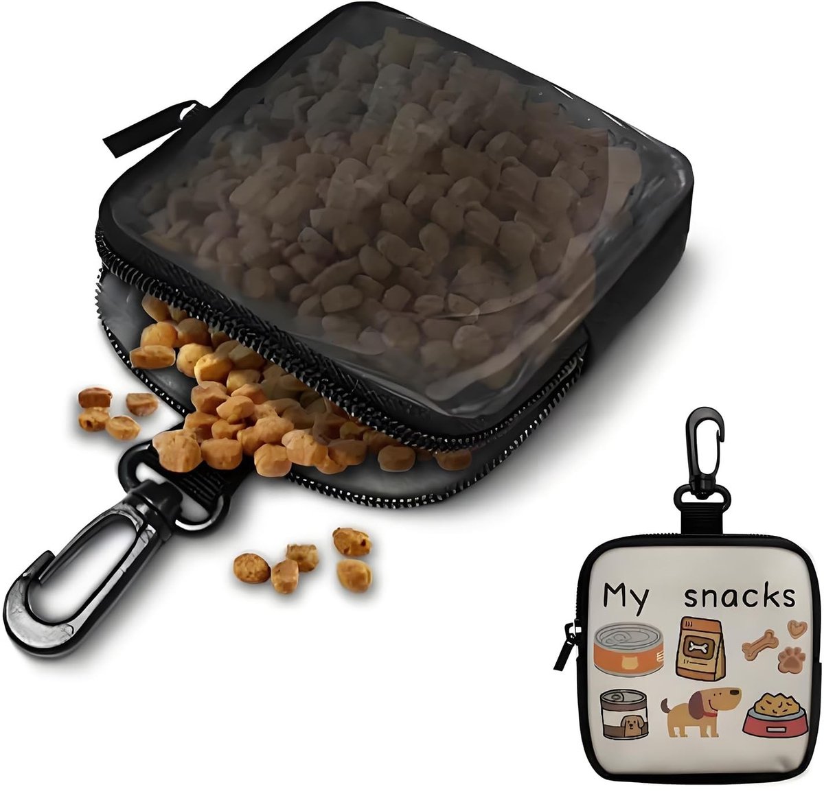 Dailygoods - Handsfree Hondensnoepzak met Ritssluiting en Karabijnhaak