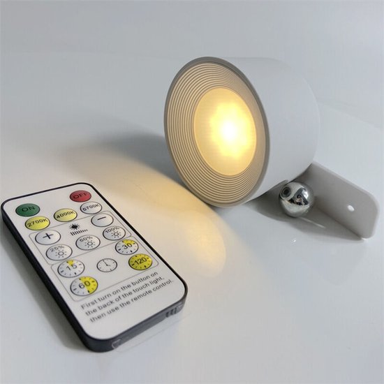 Binnenwandlamp/spot, bediening via afstandsbediening en touchscreen, 3 helderheidsniveaus, 3 kleurmodi, draadloos, oplaadbare batterij geschikt voor hoge capaciteit. — afbeelding 3