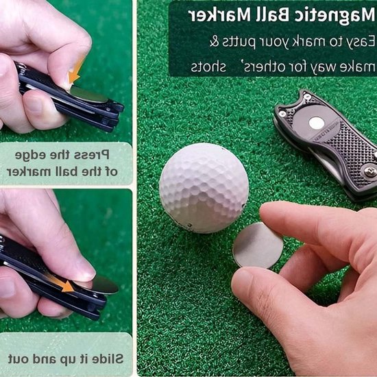 Golf Pitchgabel Set van 2, Vouwbare Switchblade voor het Repareren van Divots, Golfaccessoires in Aluminium van GOLF — afbeelding 4