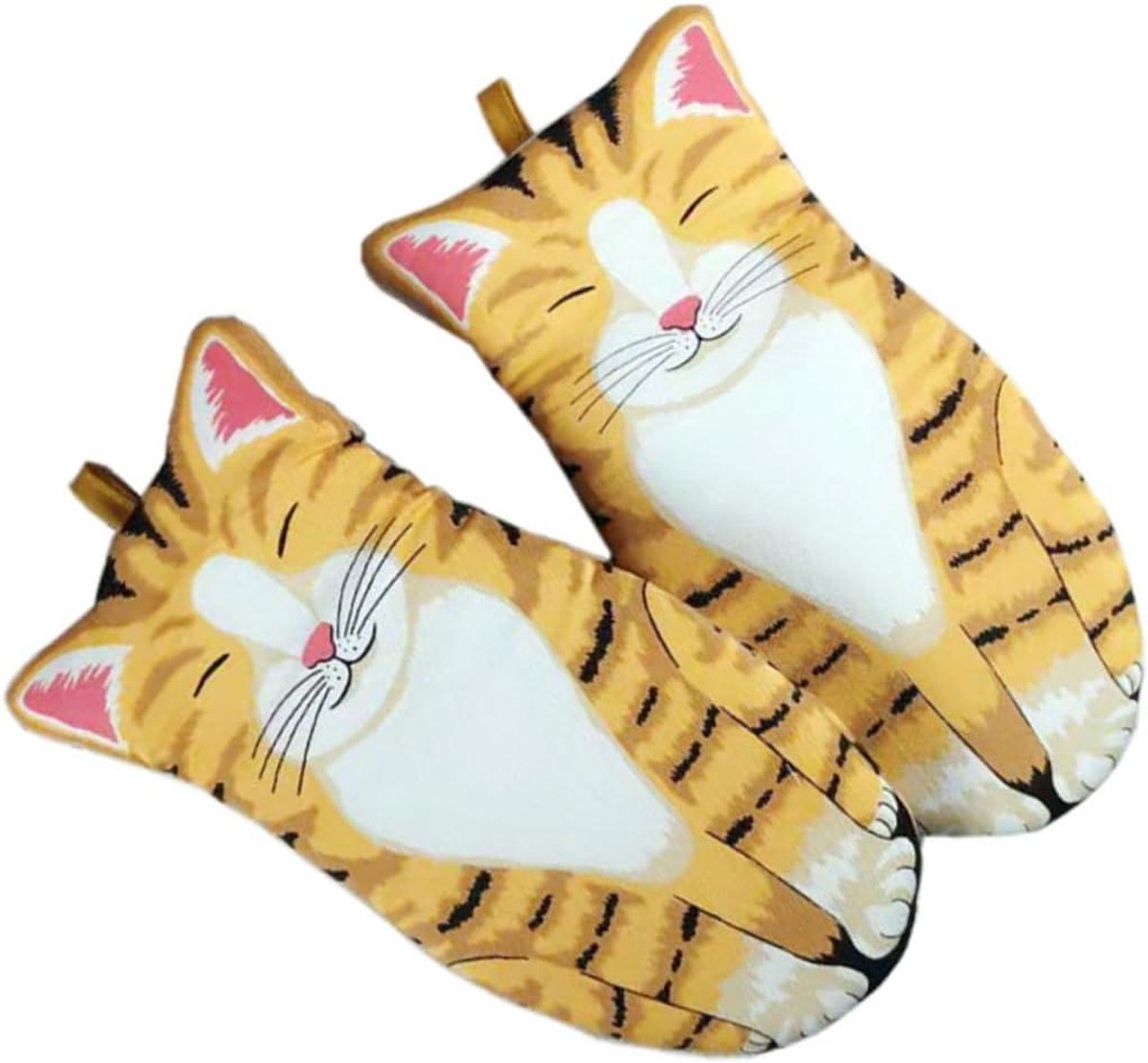 Ovenwanten Kattenstijl - Hittebestendige Keukenwanten - Veilig Bakken - Uniek Cartoon Ontwerp - 30 x 13 cm - Geel