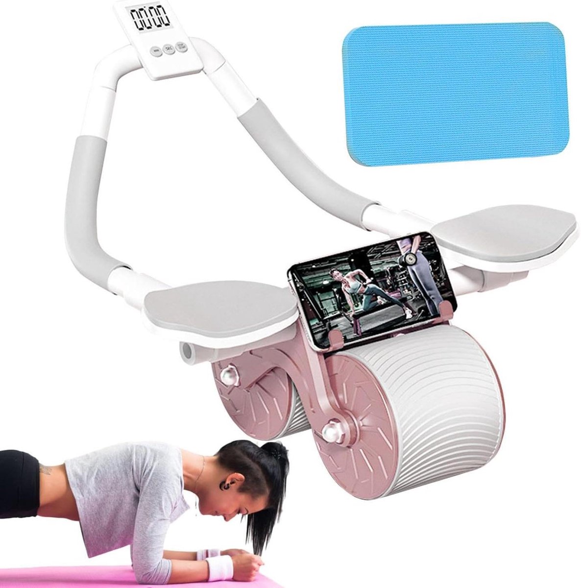 Buikwiel Trainer - Core Roller - Krachtige Core Training - Automatische Rebound Functie - 25 x 33 cm - Zwart Geel