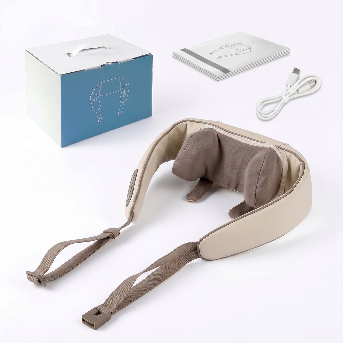 Shiatsu Massagekussen - Massageapparaten - Elektrisch Nekmassage Apparaat - Massage Apparaten - Nek en Schouder Massage Apparaat - voor Nek - Schouder - Rug - Voeten - Beige