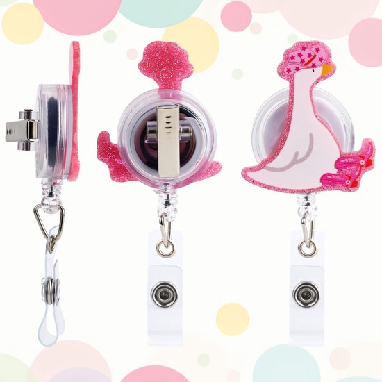 Grappige en Schattige Badge Reel voor Verpleegkundigen, Artsen en Onderwijzers - Retractable ID Houder met Alligator Clip Accessoires — afbeelding 3