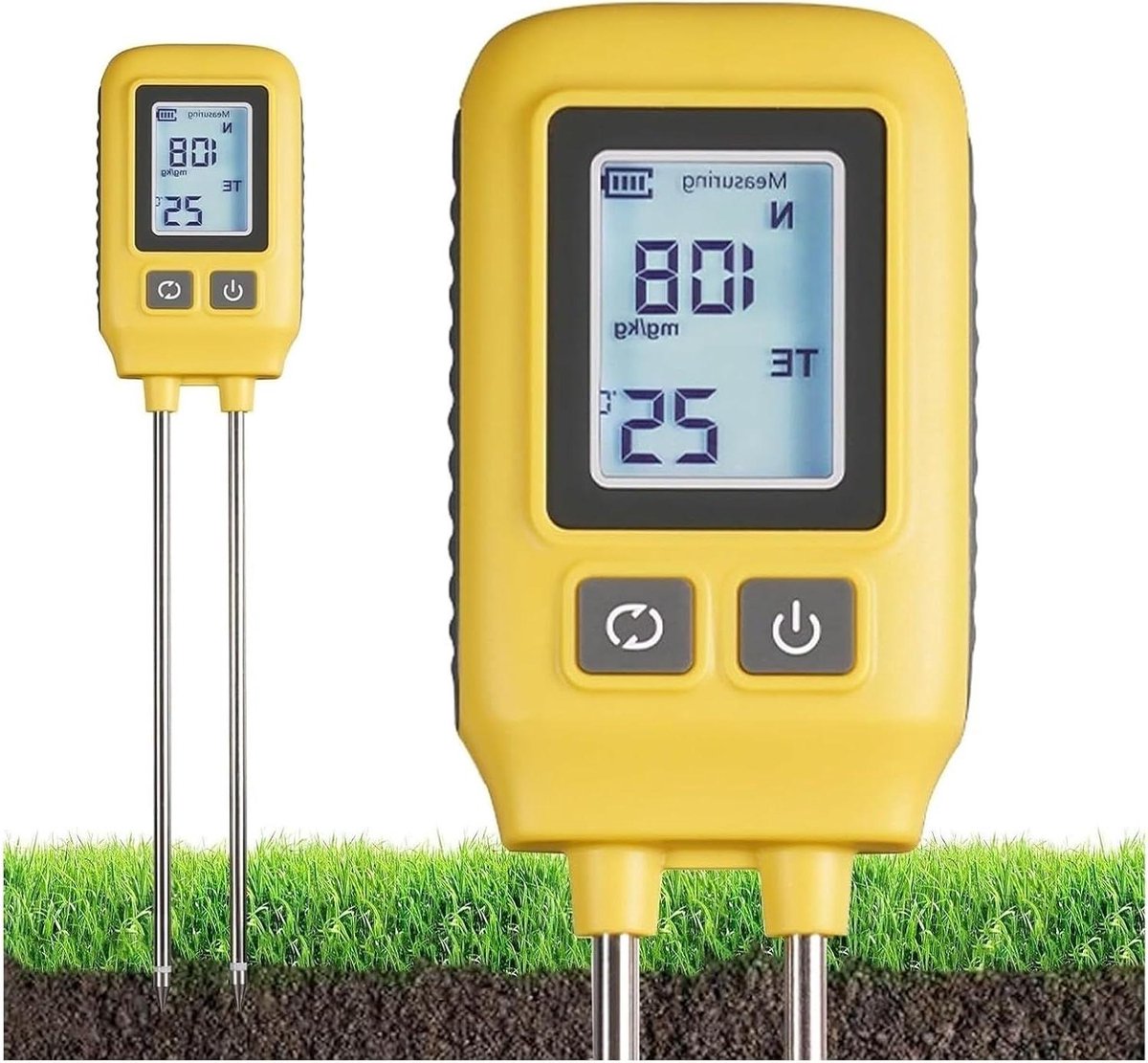 4-in-1 Bodemtester - Digitale LCD Tester - Planten Verzorgen - Nauwkeurige Metingen - 10 cm Sonde - Geel