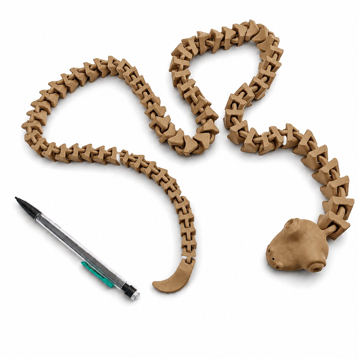XXL Flexibele Slang Decoratie - Realistische Speelslang - Bewegende Slang - Flexibel Speelfiguur - Lange Slang Decoratie - Realistisch Reptiel Model - Sensorisch Speelgoed - Flexibele Speelfiguur Voor Kinderen En Volwassenen - 141,5 Cm - Oak