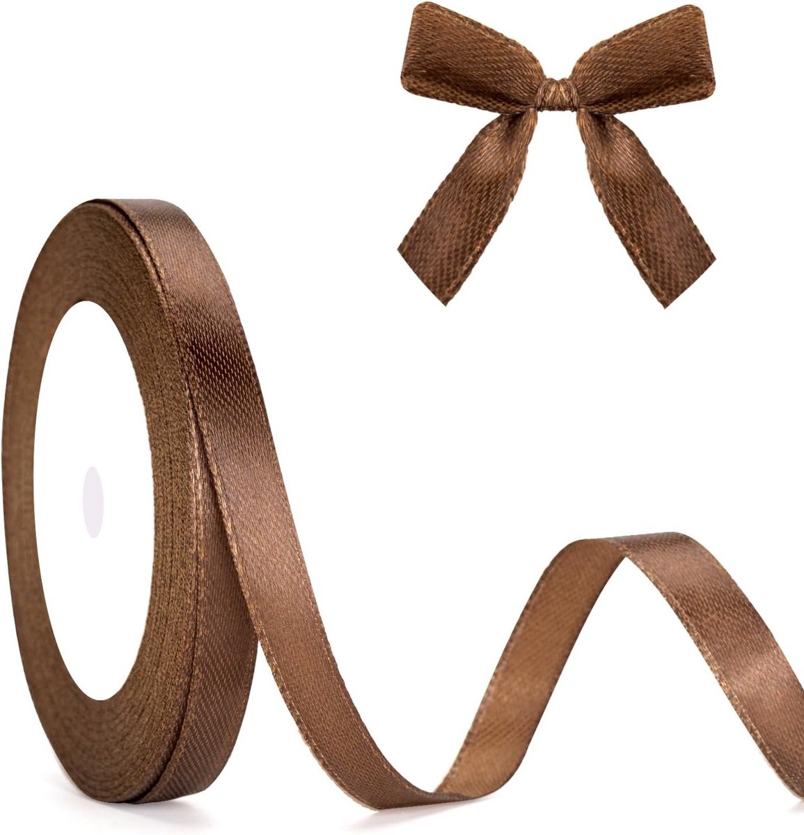Satin Lint in Koffiebruin, 10 mm x 22 m, Perfect voor Cadeauverpakking, Decoraties en Feestjes