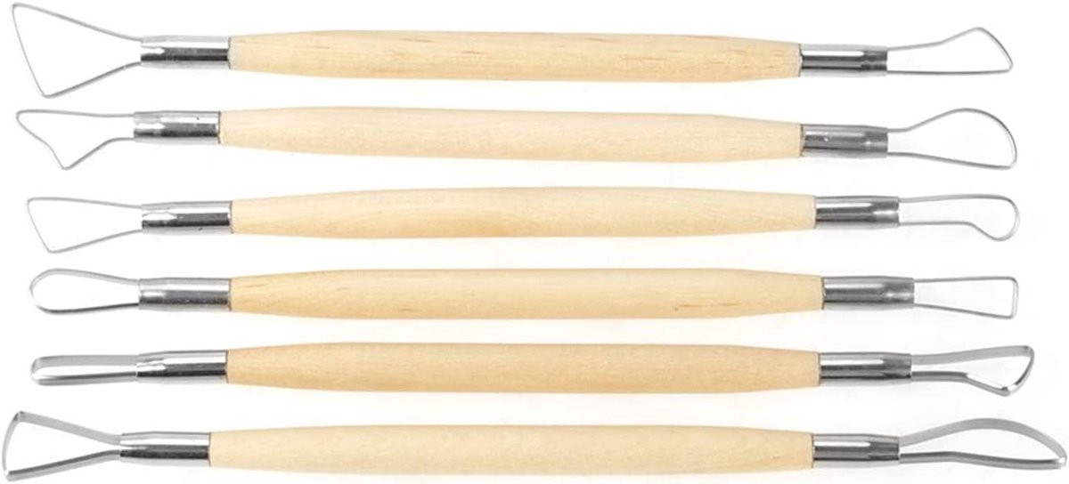 Gereedschap Set - Modellering Carving - Keramiek Bewerken - Dubbelzijdig Roestvrij Staal - 6 Stuks - Hout