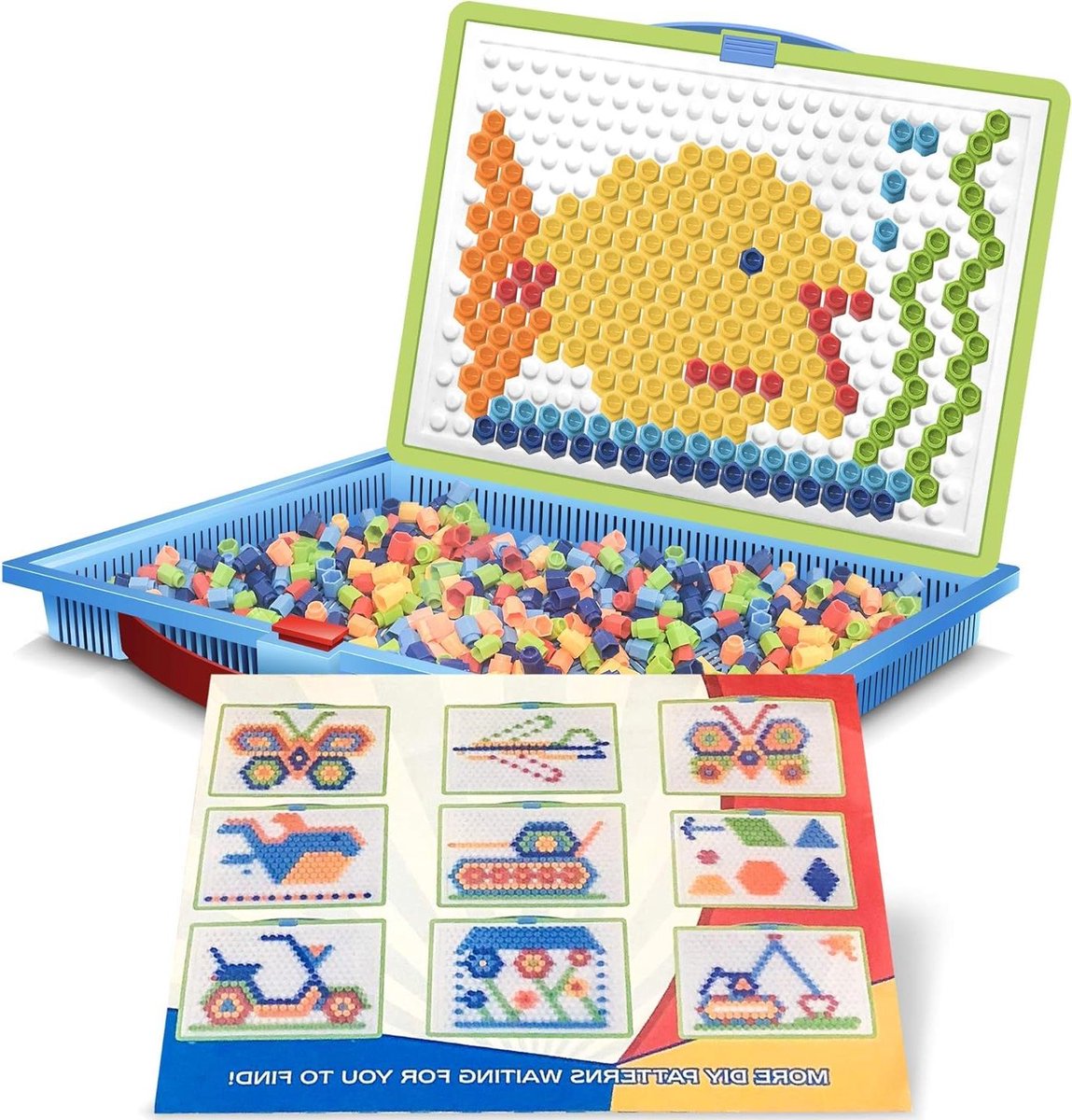 Paddenstoel Puzzel - Knop Puzzel - Creatief Spelen - 460 Gekleurde Stiften - 10 Uitdagingen - Meerkleurig