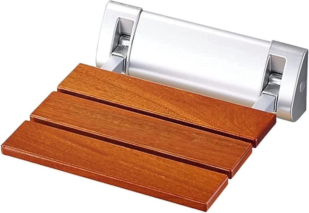 Wandmontage Kruk - Douche Stoel - Veilig Zitten - Inklapbaar Ontwerp - 31x32cm - Houtkleur