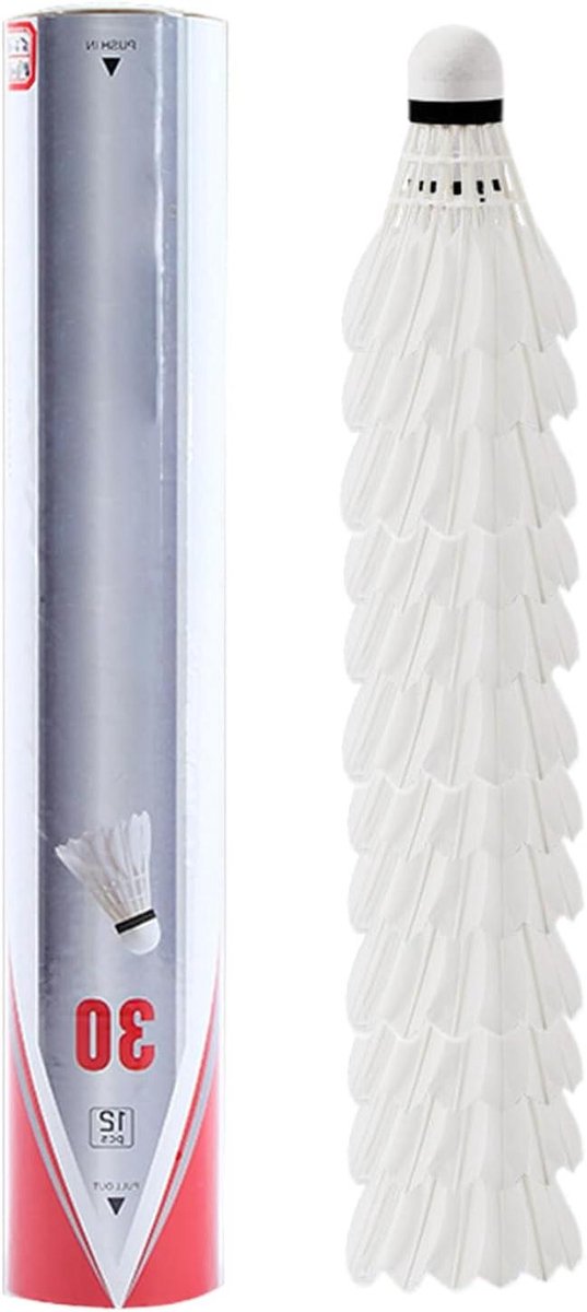 Badminton shuttles - Veerballen set - Sport training - Hoge dichtheid schuimkop - 12 stuks - Wit