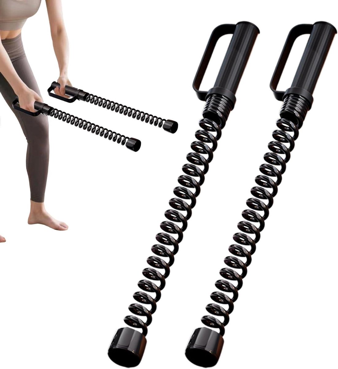 Trainingstouwen Set - Fitness Touwen - Spieropbouw Thuis - Antislip Siliconen Handgrepen - 2 Stuks - Zwart