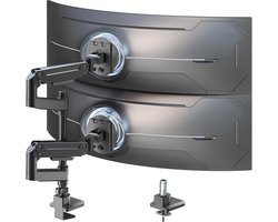 Monitorhouder Dubbel - Bureau Arm - Ergonomisch Werken - Gasveer Verstelling - Tot 49 Inch - Zwart
