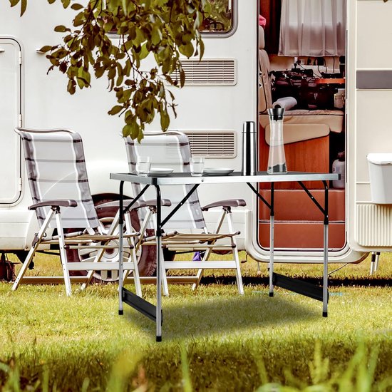 Campingtafel Aluminium - Klaptafel Buiten - Picknick en Tuin - In Hoogte Verstelbaar - 100 x 60 cm - Antraciet — afbeelding 2