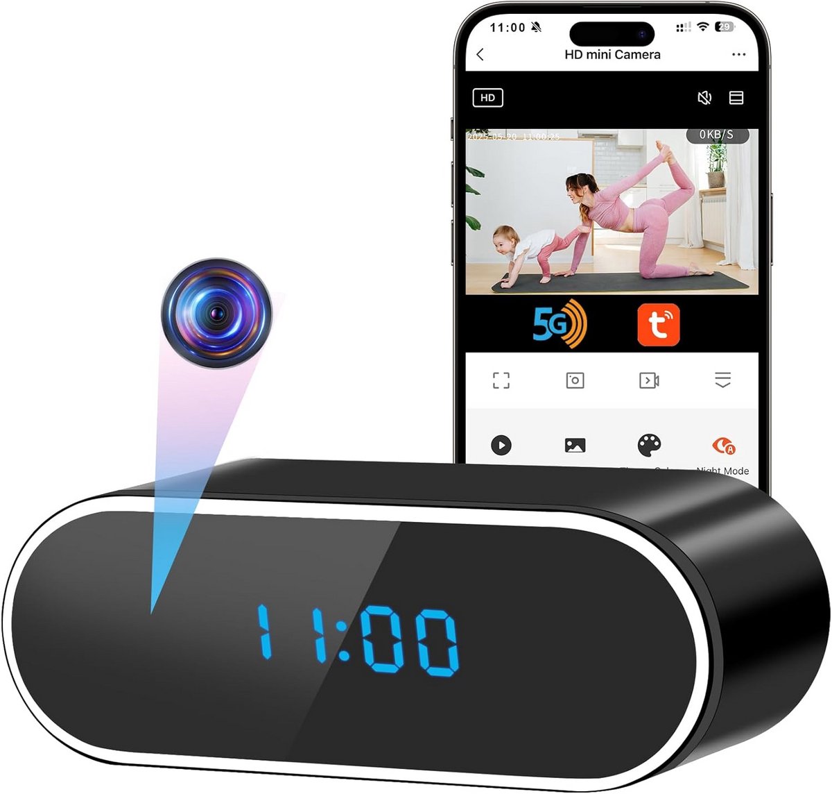 Verborgen Camera - Mini Camera - Woning Beveiligen - Dubbel Band Wi-Fi - 10 x 4 x 5 cm - Zwart