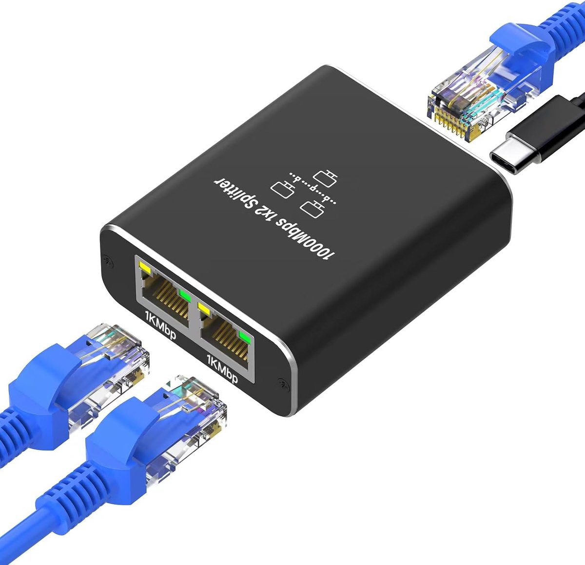 LAN Splitter - Netwerk Verdeler - Internet Delen - Gigabit Snelheid - 2 Poorten - Zwart