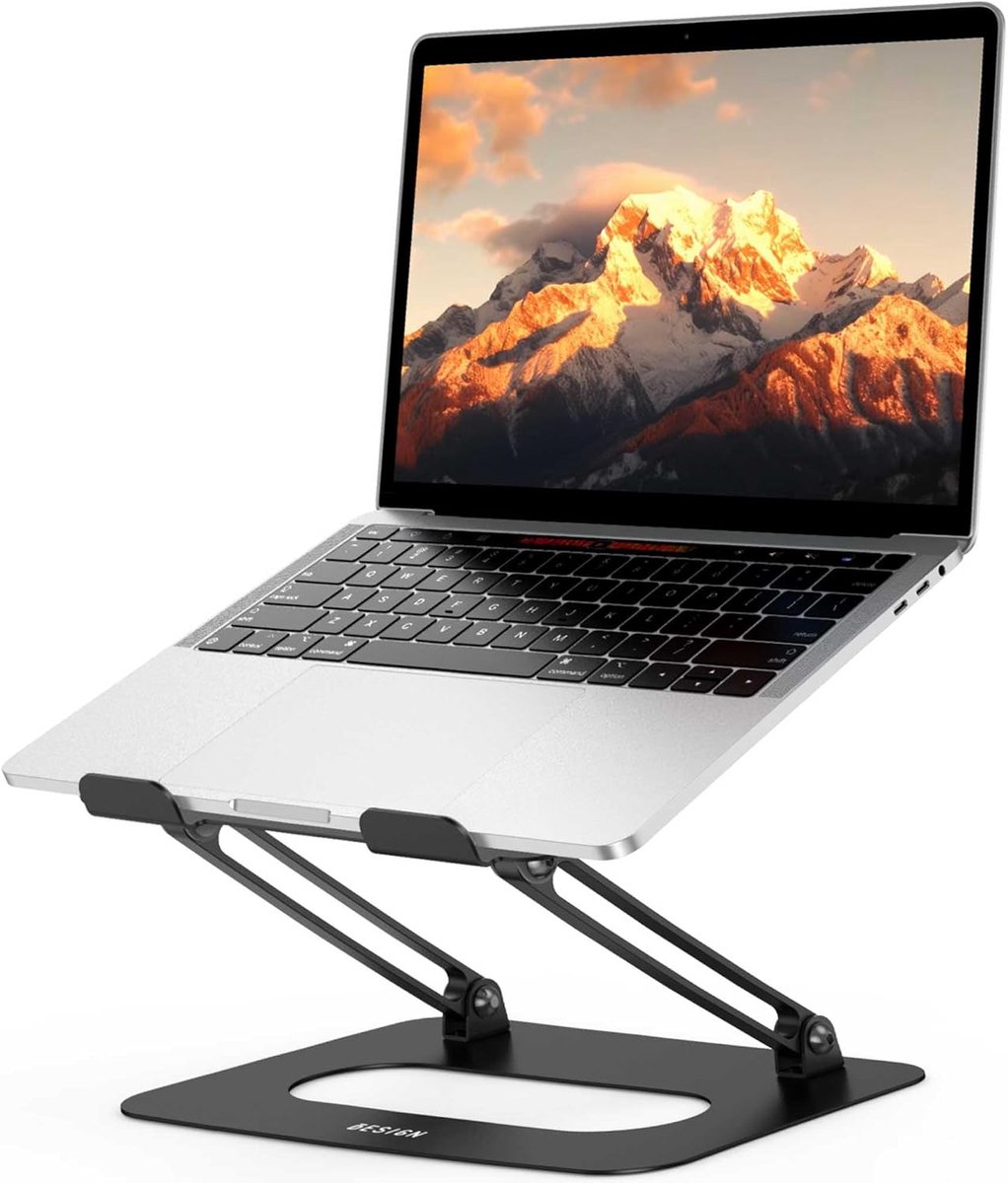 Laptop Verhoger - Notebook Stand - Ergonomisch Werken - Verstelbaar Hoogte Hoek - 10-14 Inch - Zwart