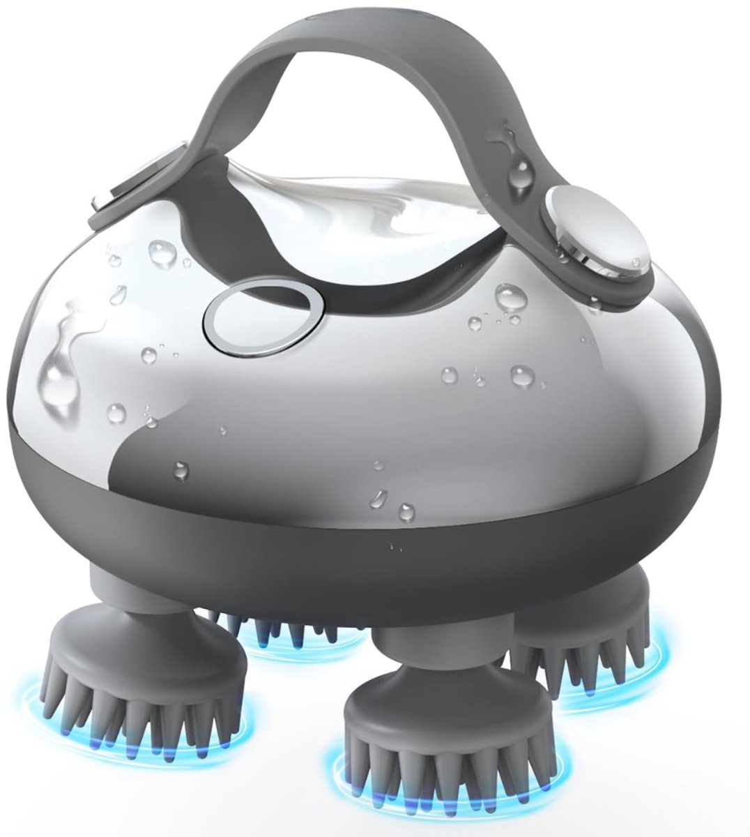 KAD® Hoofdmassage - Elektrische Hoofdmassage Apparaat - Draadloos & Oplaadbaar - Waterbestendig - Voor Hoofdhuid & Ontspanning - Zilver/Grijs - 17cm x 16cm x 6cm
