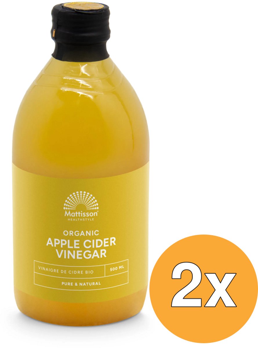 2x Mattisson Organic Apple Cider Vinegar Pure Bio (500 ml)