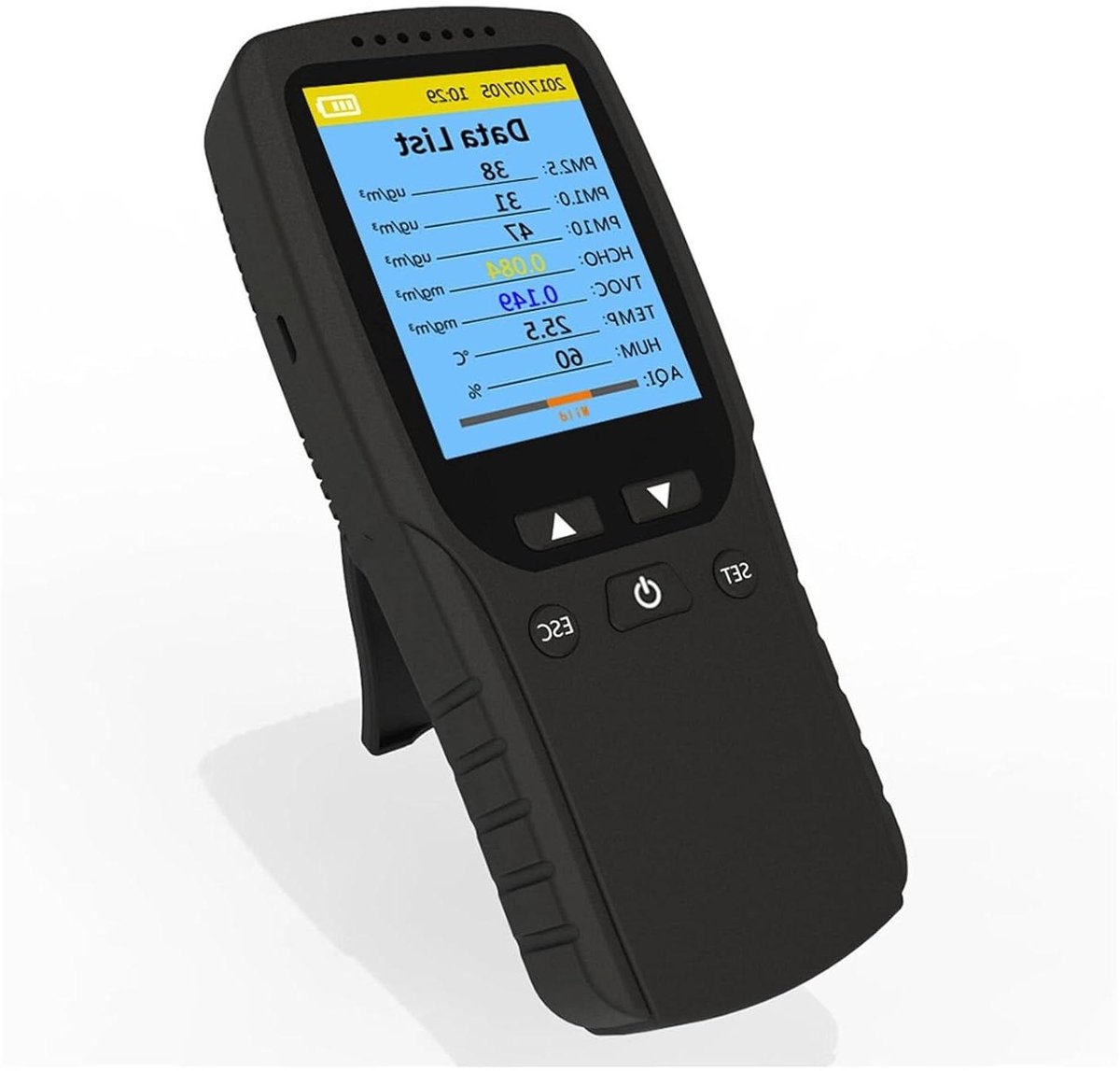 Luchtkwaliteitsmeter - Binnenlucht monitor - Thuis en kantoor - Multifunctionele detectie - 164x69x44mm - Wit