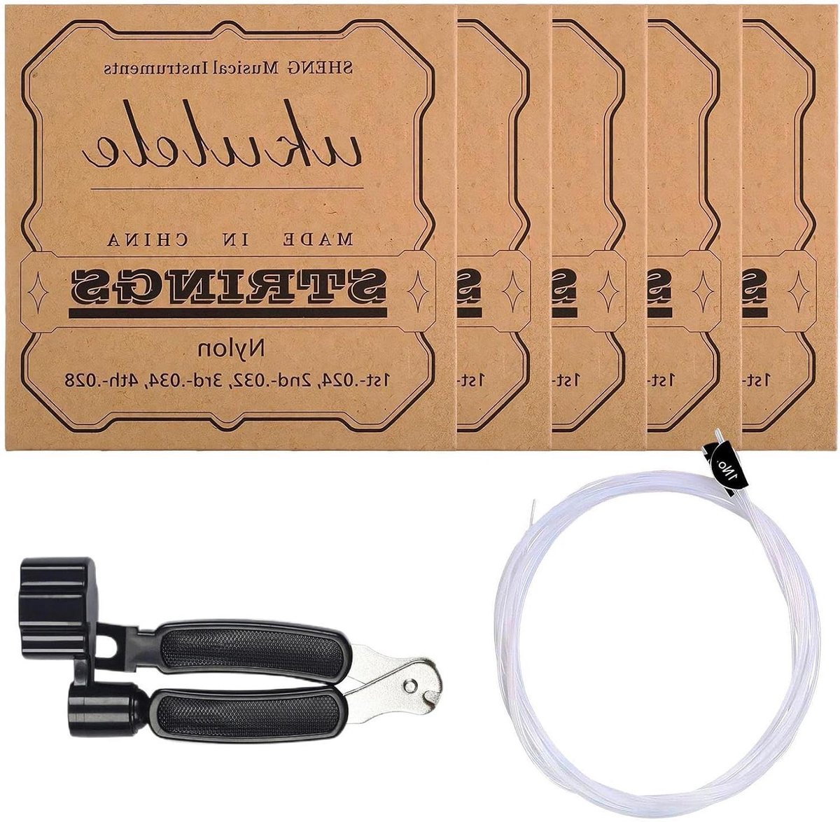 Ukelele snaren - Akoestisch filament - Muziek maken - Snelle installatie tool - 5 sets - Wit