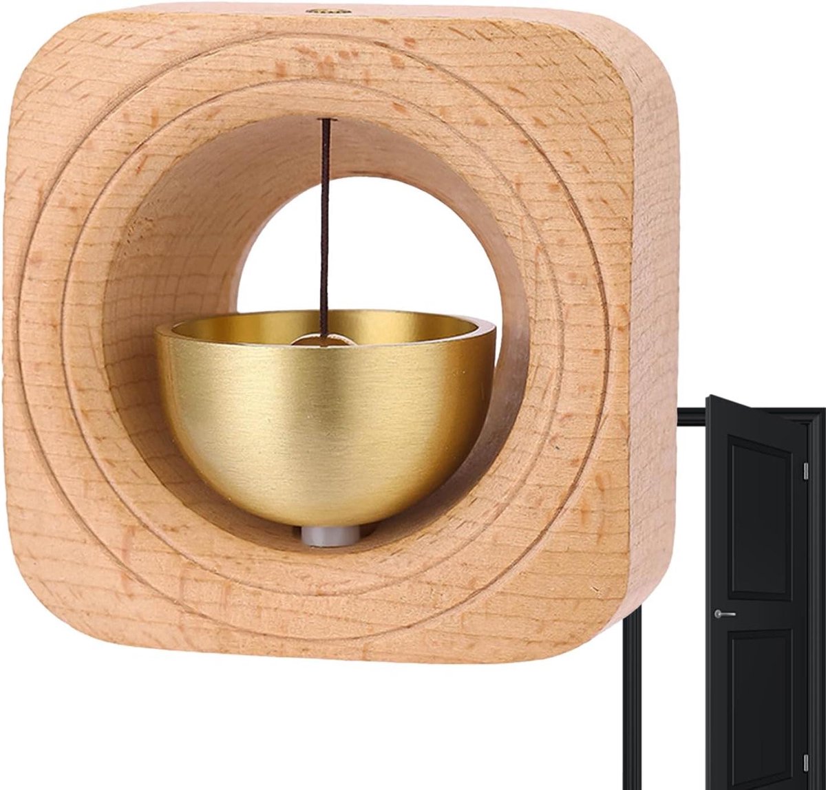 Klokkenspel Deuropening - Winkelbel Alarm - Gast Verwittigen - Magnetisch Bevestigd - ca. 7 x 7 cm - Houtkleur