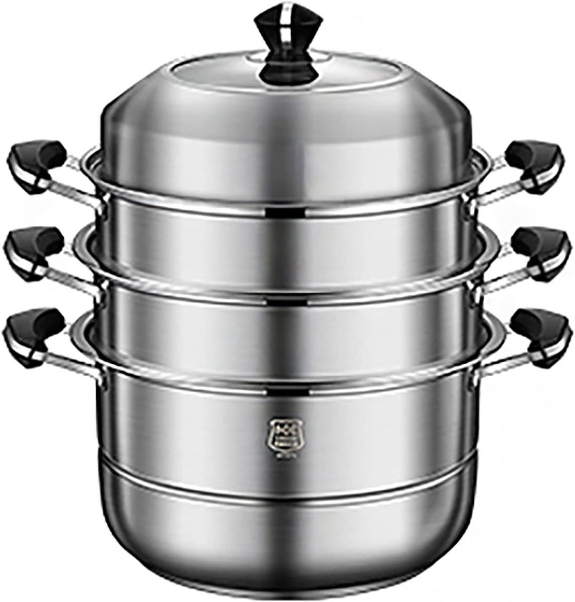 Stoompan RVS - Voorraadpot - Gezond Koken - 4-laags Constructie - 36 cm - Zilver