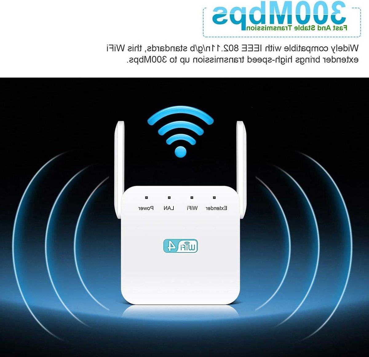 Wifi Versterker - Internet Booster - Breder Wifi Bereik - Met 2 Antennes - 3650 Vierkante Meter - Wit