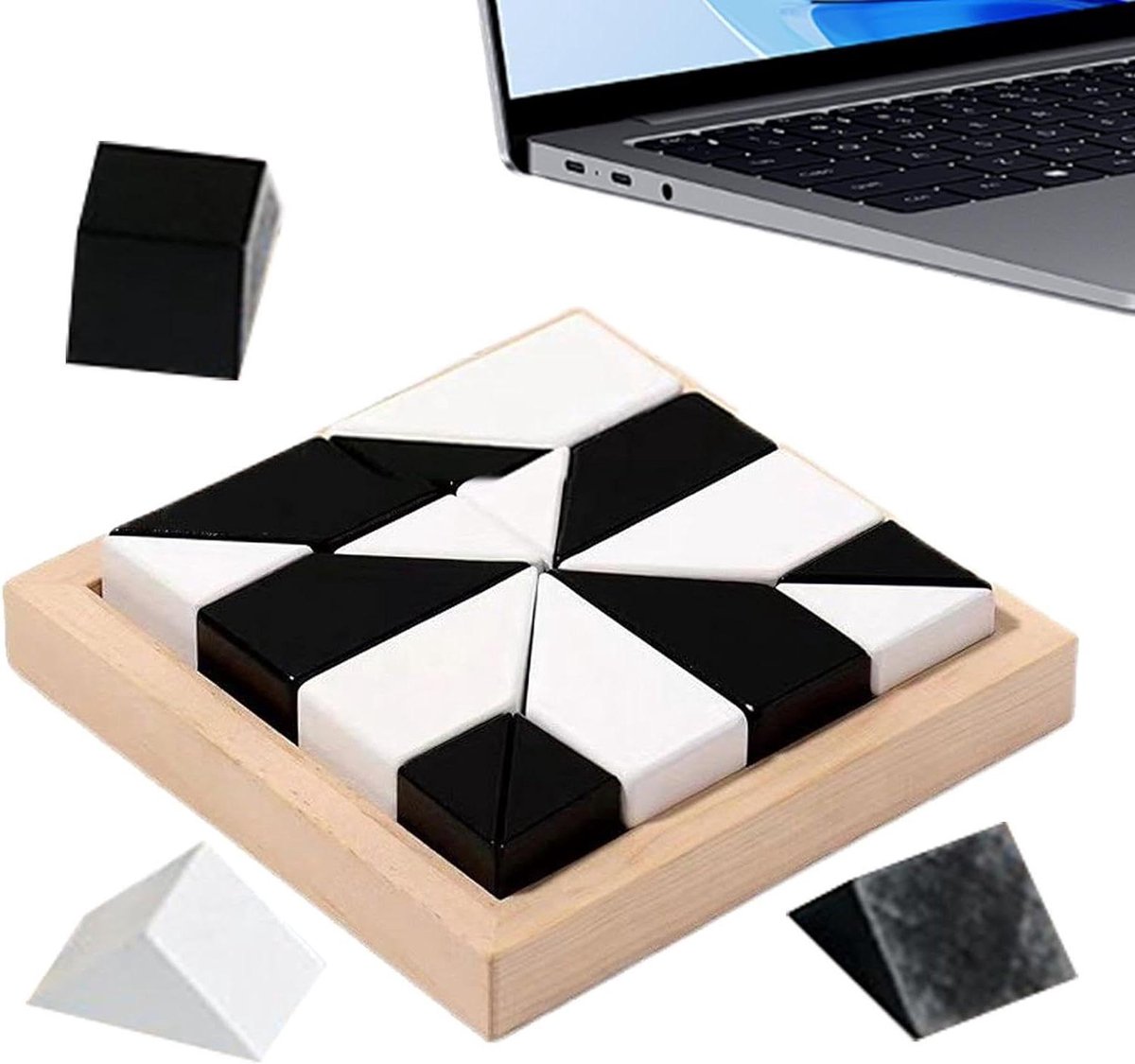 Blokpuzzel Met Opbergvak - Kubuspuzzel Geometrische Vormen - Logisch Denken Stimuleren - Glad Randvrij Ontwerp - 12.4 x 12 cm