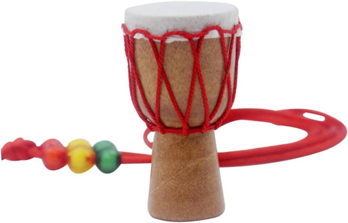 Houten Mini Trommel - Percussie Ketting - Muziek Decoratie - Handgemaakt Hout - 5 cm - Bruin