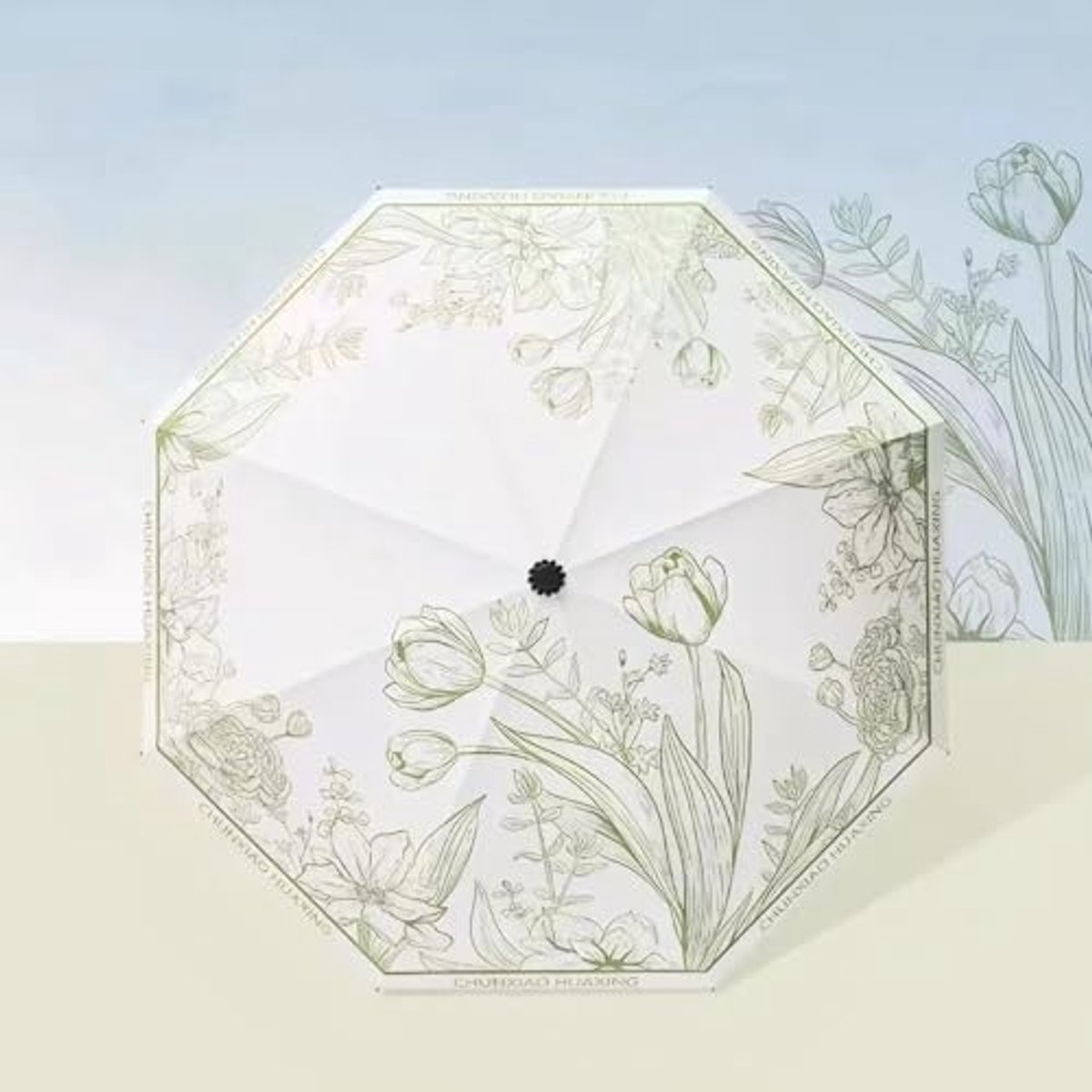 Opvouwbare Bloemenparaplu – UV-Bescherming en Zonwering – Compacte Reisparaplu met Hoes – Lichtgewicht Mini Paraplu voor in de Tas – Groen — cadeau in Sport & Outdoor - foto 6