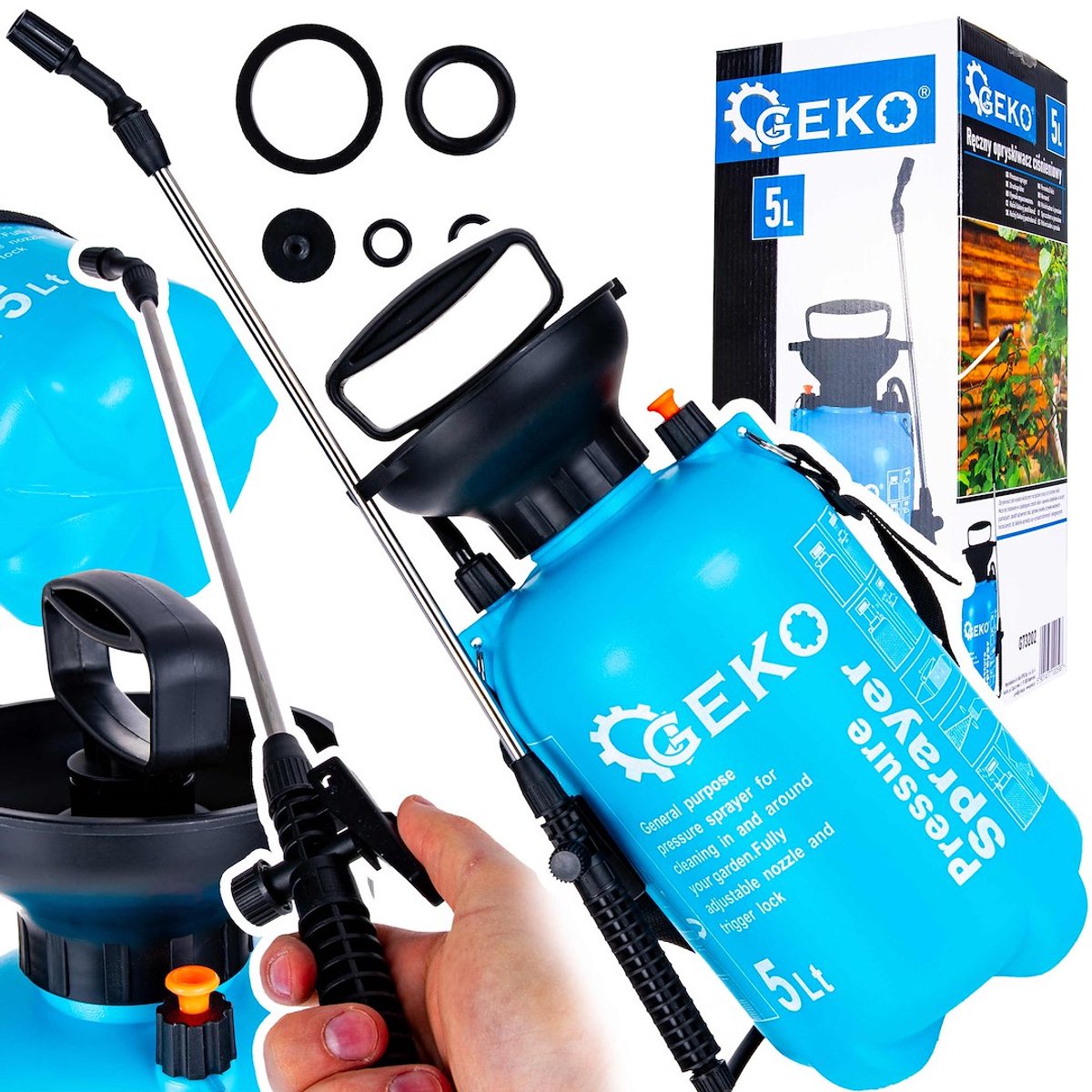 Garronda handspuit 5L blauw - drukspuit - sprayfles - plantenspuit - pompverstuiver - tuinsproeier GD-0240