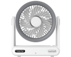 KZQ Zilveren Kleine Usb Powered Desktop Ventilator - Herlaadbaar Met Vier Windsnelheden Tot 15 Uur Batterijduur Krachtige Luchtstroom Ultrastil Voor Kantoor Kamer En Reis - Zilver