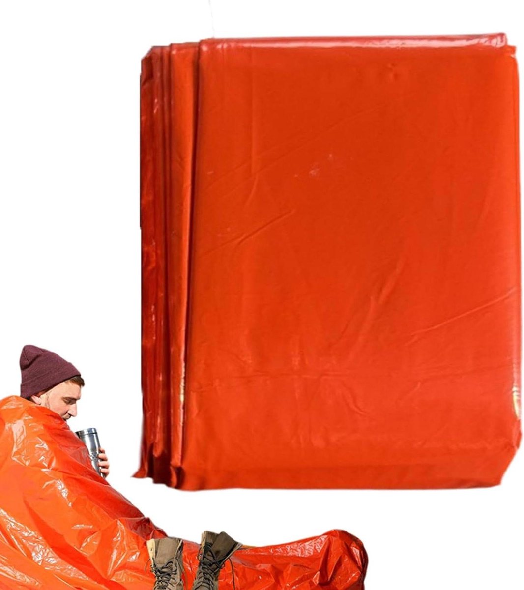 Survival Slaapzak - Nooddeken Kamperen - Buitenactiviteiten Bescherming - Waterdicht Winddicht - 210 x 90 cm - Oranje