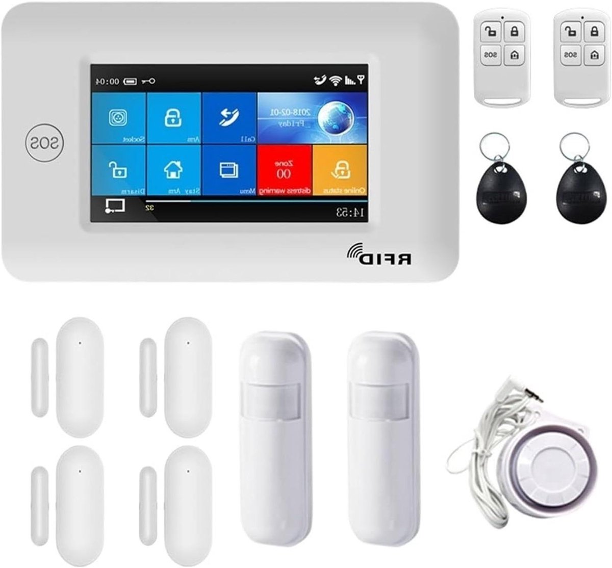Draadloos Alarm Systeem - Thuis Beveiliging - App Bediening - Touchscreen Interface - 10mm - C