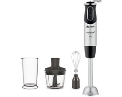 Moulinex DD6558 Quickchef 3-in-1 Hand Blender, 1000 W, Powelix Technology Mixer and 10 Speeds 3 Accessories, 800 ml Cup, 500 ml Chopper and Whisk, Stainless Steel Knives