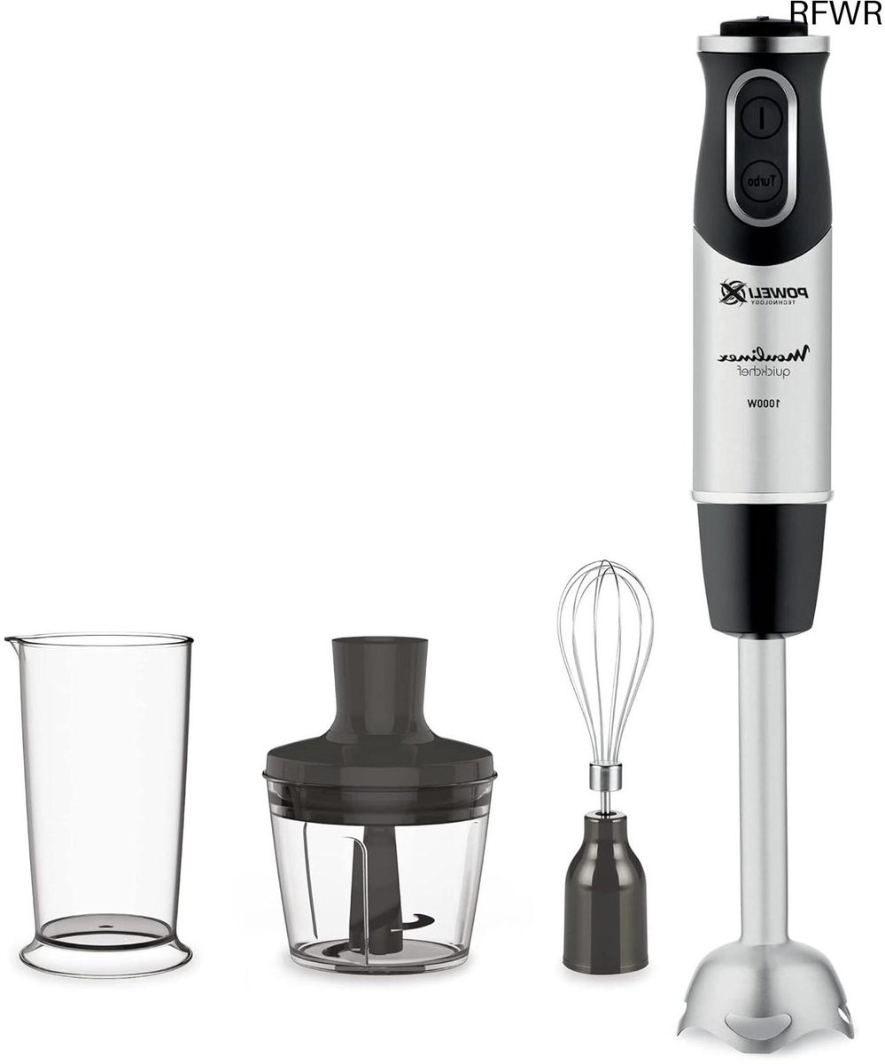 Moulinex DD6558 Quickchef 3-in-1 Hand Blender, 1000 W, Powelix Technology Mixer and 10 Speeds 3 Accessories, 800 ml Cup, 500 ml Chopper and Whisk, Stainless Steel Knives