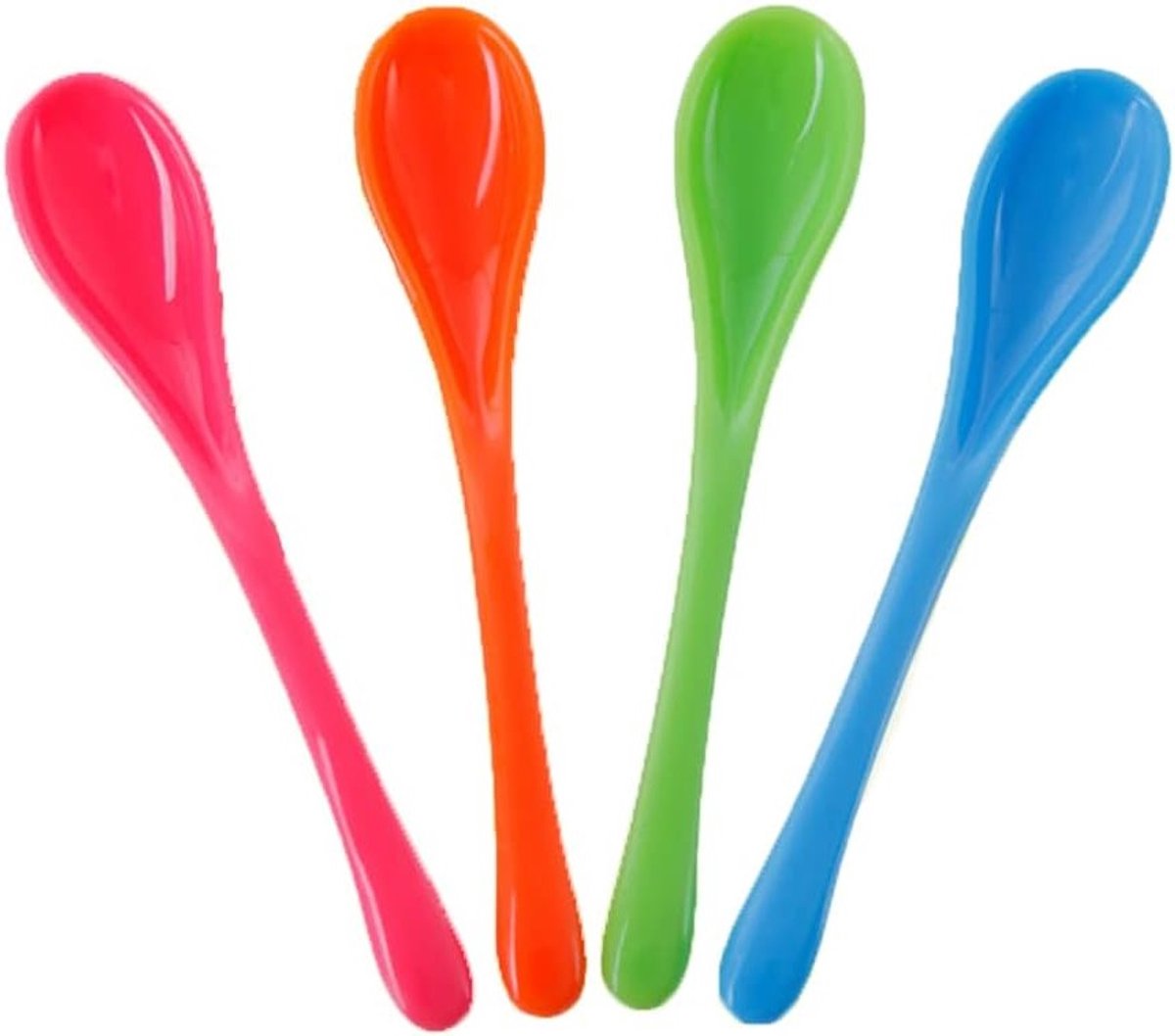 Kleurige set van 4 plastic lepel, lichtgewicht en duurzaam, perfect voor feesten en evenementen, vaatwasmachinebestendig en multifunctioneel