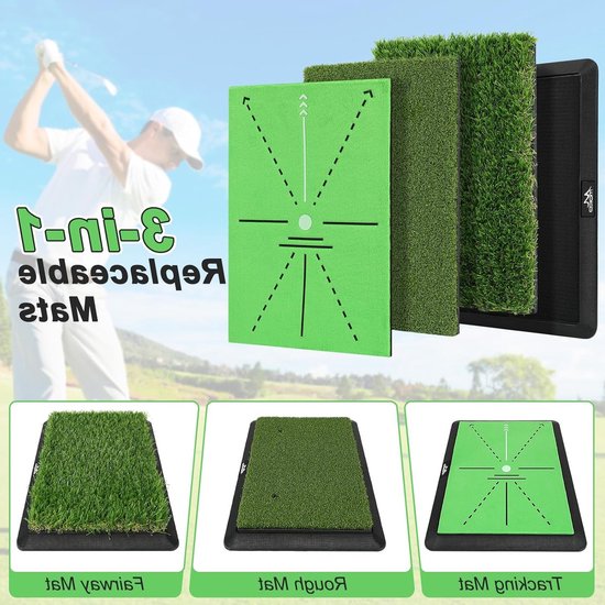 Golf Oefenmat - Swing Trainer - Golfslag Verbeteren - 3-in-1 Matten - 40x30cm - Groen van GOLF — afbeelding 2
