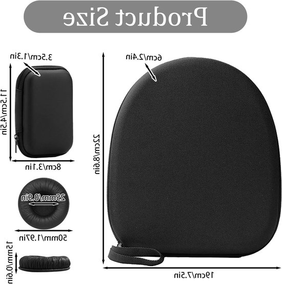 Harde hoofdtelefoonhoes, hoofdtelefoonhoesjes, universele robuuste draagtas voor hoofdtelefoon compatibel met Sony MDR-XFB950BT, MDRZX310, MDRZX330, COWIN E7 — afbeelding 5