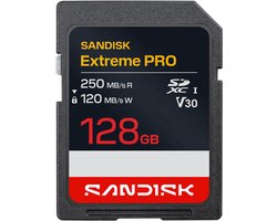 SanDisk SDXC Extreme PRO 128GB (UHS-I, V30, U3, R250 MB/s / W120MB/s, 4K UHD)