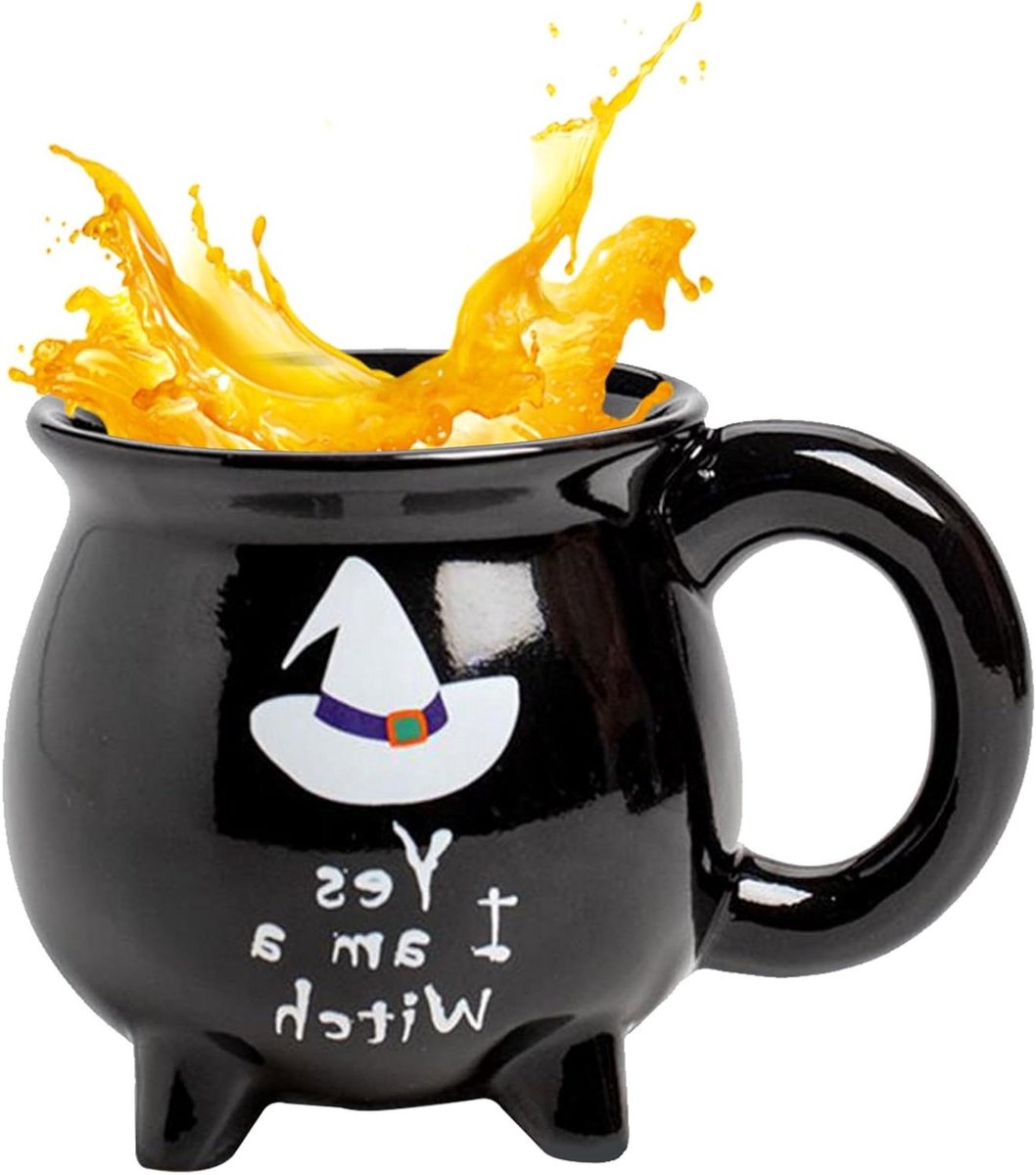 Heksenketel Mok - Thee Mok - Decoratief Gebruik - Stevige Keramiek - 400 ml - Zwart