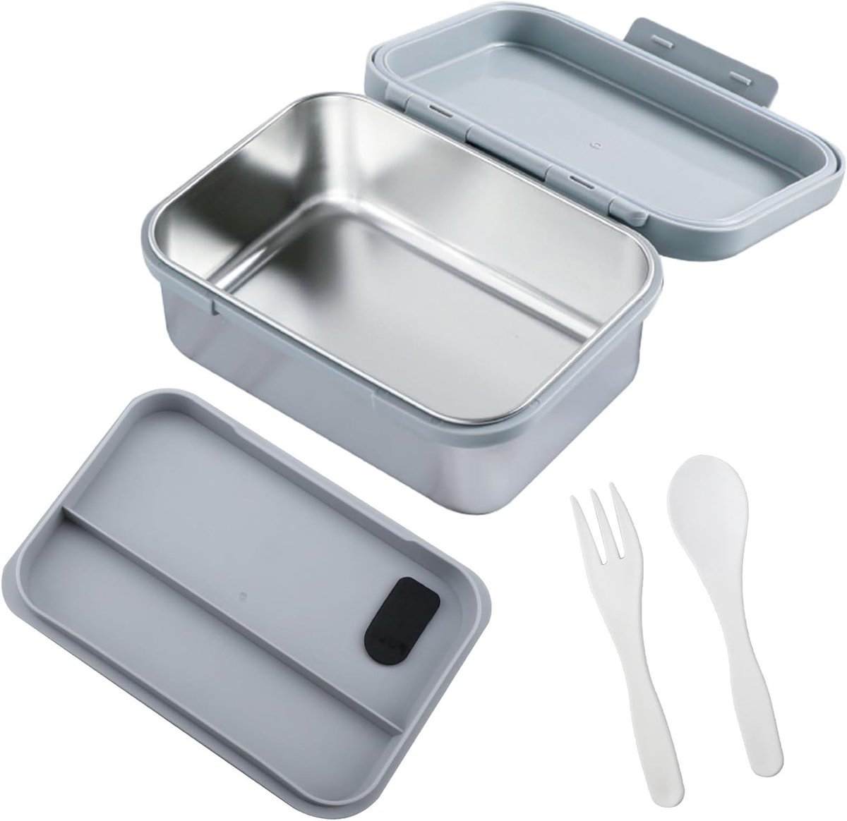 RVS Lunchdoos voor Kinderen en Volwassenen, Lekvrij, Ideaal voor Ontbijt en Snacks, Inclusief Bestek, Vaatwasserbestendig, 1 Compartment