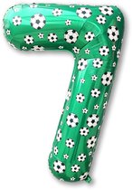LUQ – Folieballon Voetbal 7 Jaar – 86 cm – Groen-Zwart-Wit – Football Party Versiering – Feest Decoratie – Helium Ready