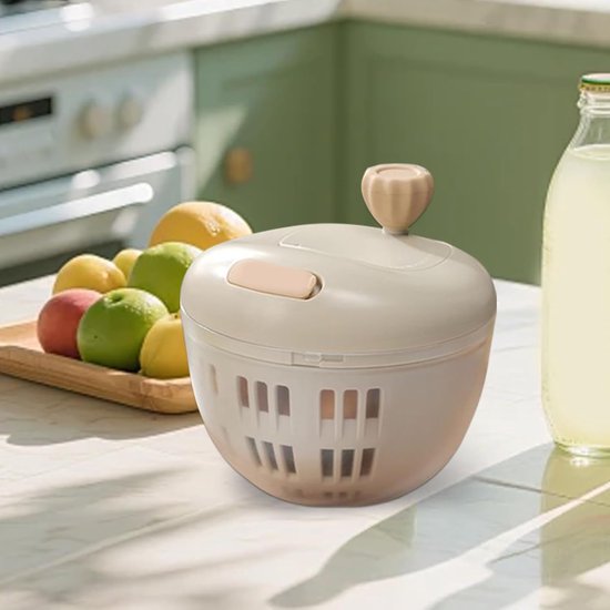 Slacentrifuge Groentenwasser - Keuken Zeef - Efficiënte Bereiding - Antislip Bodem - 800 ML Capaciteit - Grijs van Merkloos — afbeelding 4