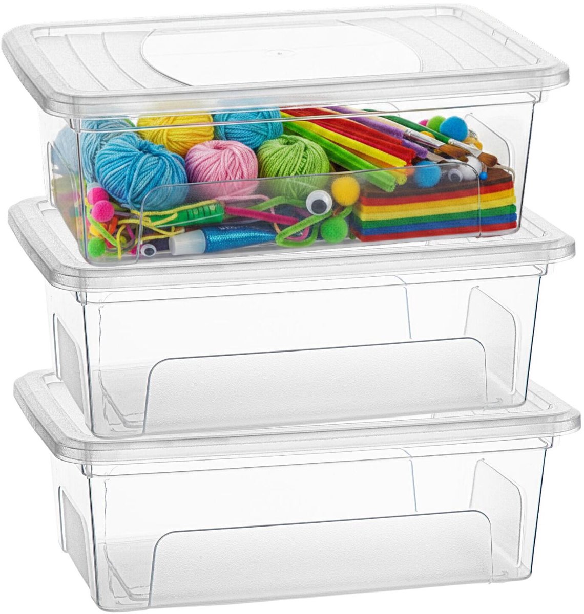 PLASTICFORTE Opslagbox Easy met deksel - 3x - 5.1 Liter - 33 x 21 x 12 cm - transparant - kunststof